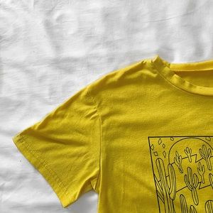 yellow cacti cropped top